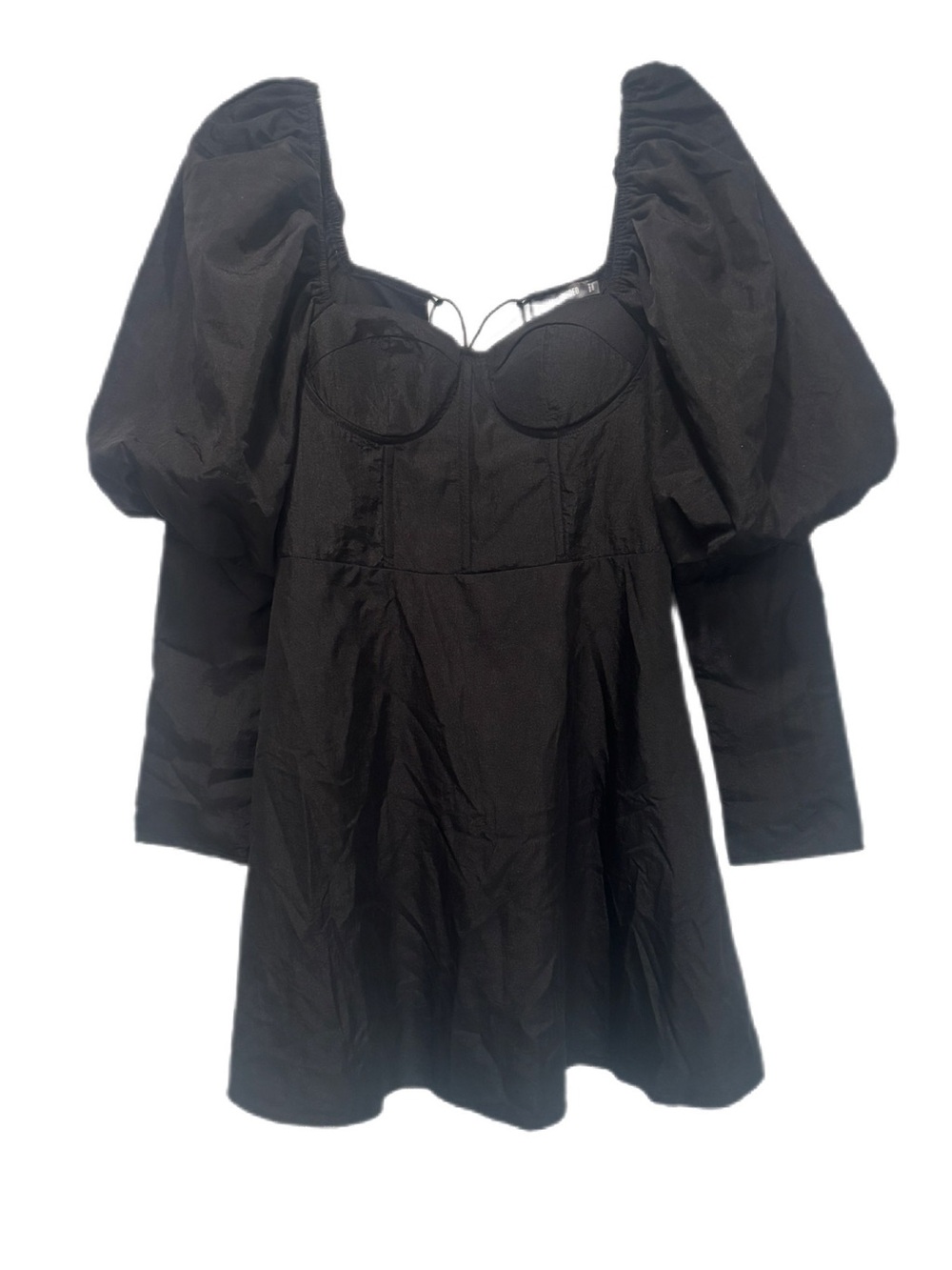 Missguided Black Puff Sleeve Corset Skater Mini Dress - US 2